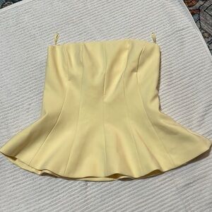 Yellow Strapless Peplum Top